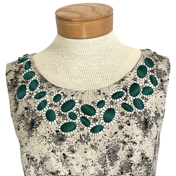 LELA ROSE Sz 6 Aqua Embellished Rhinestone Abstract Sheath Dress - Picture 6 of 11